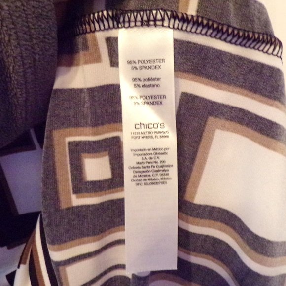 Chico's Midi Shift Dress Womens 0 US 4 Small White Brown Black Cold Shoulder Mod - Picture 10 of 12